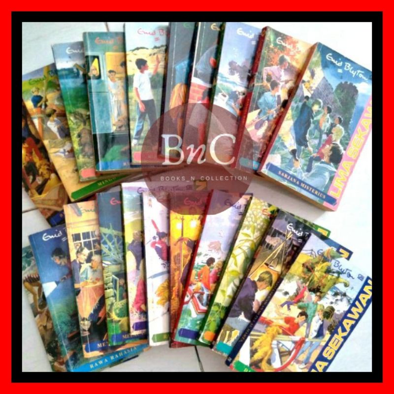 novel LIMA SEKAWAN enid blyton bekas set komplit 21 pcs judul cover th 90an