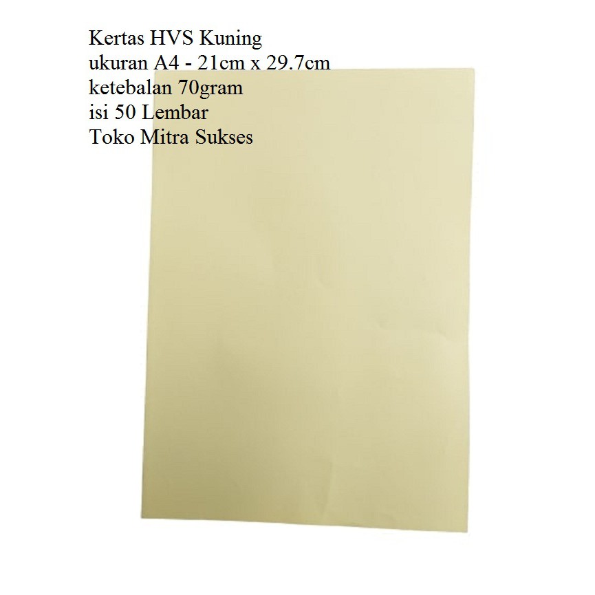

50 Lembar Kertas HVS Kuning A4 70gram