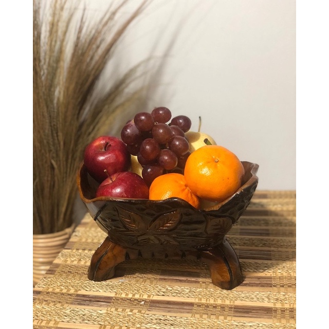 Keranjang / Tempat Buah Mangkok Kayu Jati Asli - Keranjang Buah - Tempat Buah - Keranjang Buah Kayu 