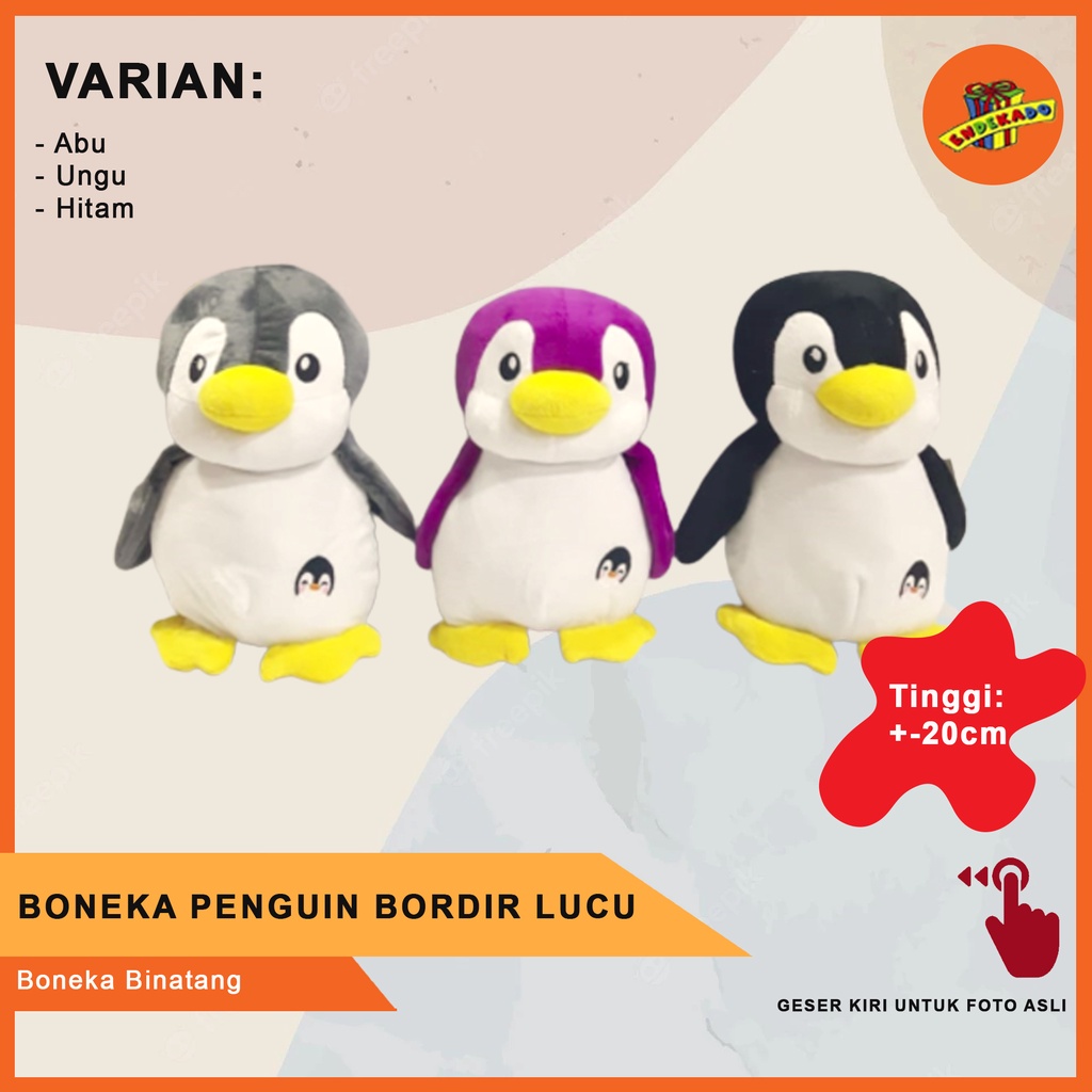 MAKASSAR! BONEKA PENGUIN BORDIR LUCU - Boneka Binatang