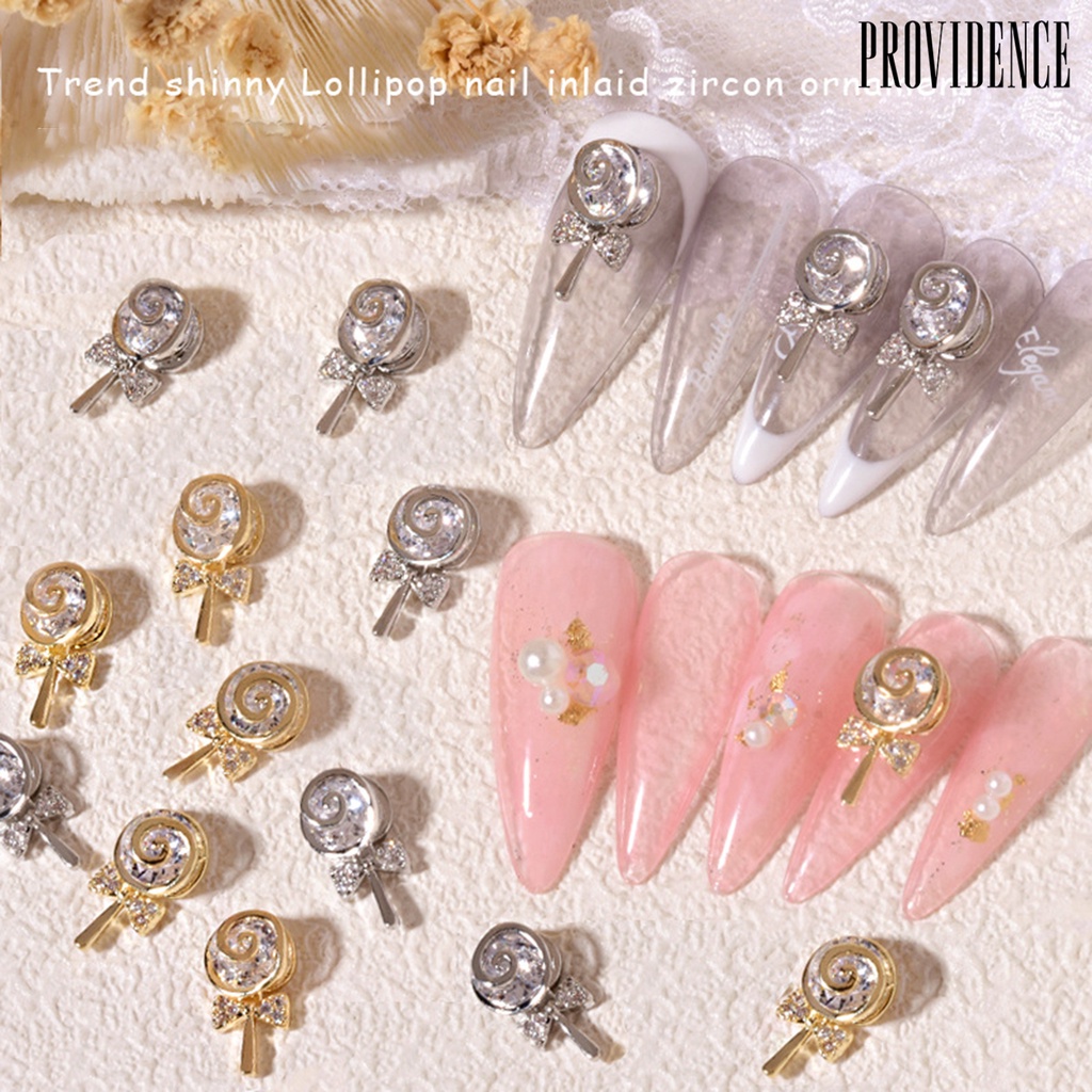 Providence 3Pcs/Set Nail Candy Ornament Lollipop Shape 3D Effect Lightweight Shiny DIY Bright Sugar Rhinestone for Manicure