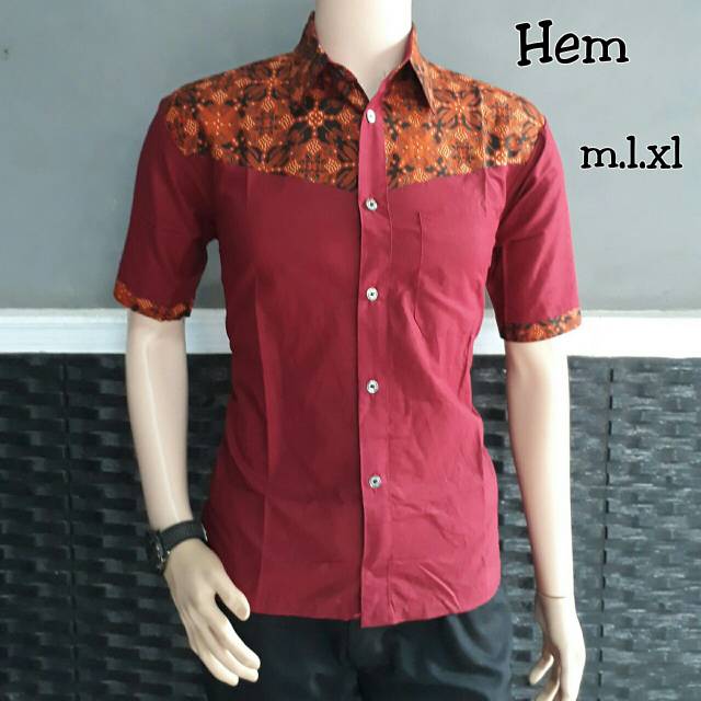 Hem kombinasi batik/ atasan pria kombinasi batik HC011