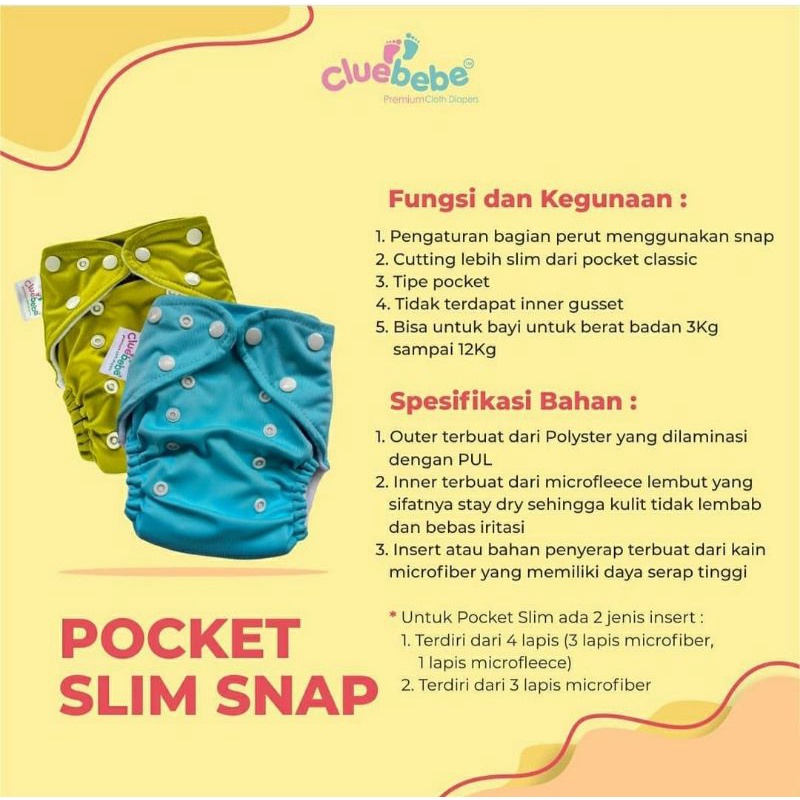 CLUEBEBE Pocket Snap Polos Clodi Onesize Snap Popok Kain Kancing