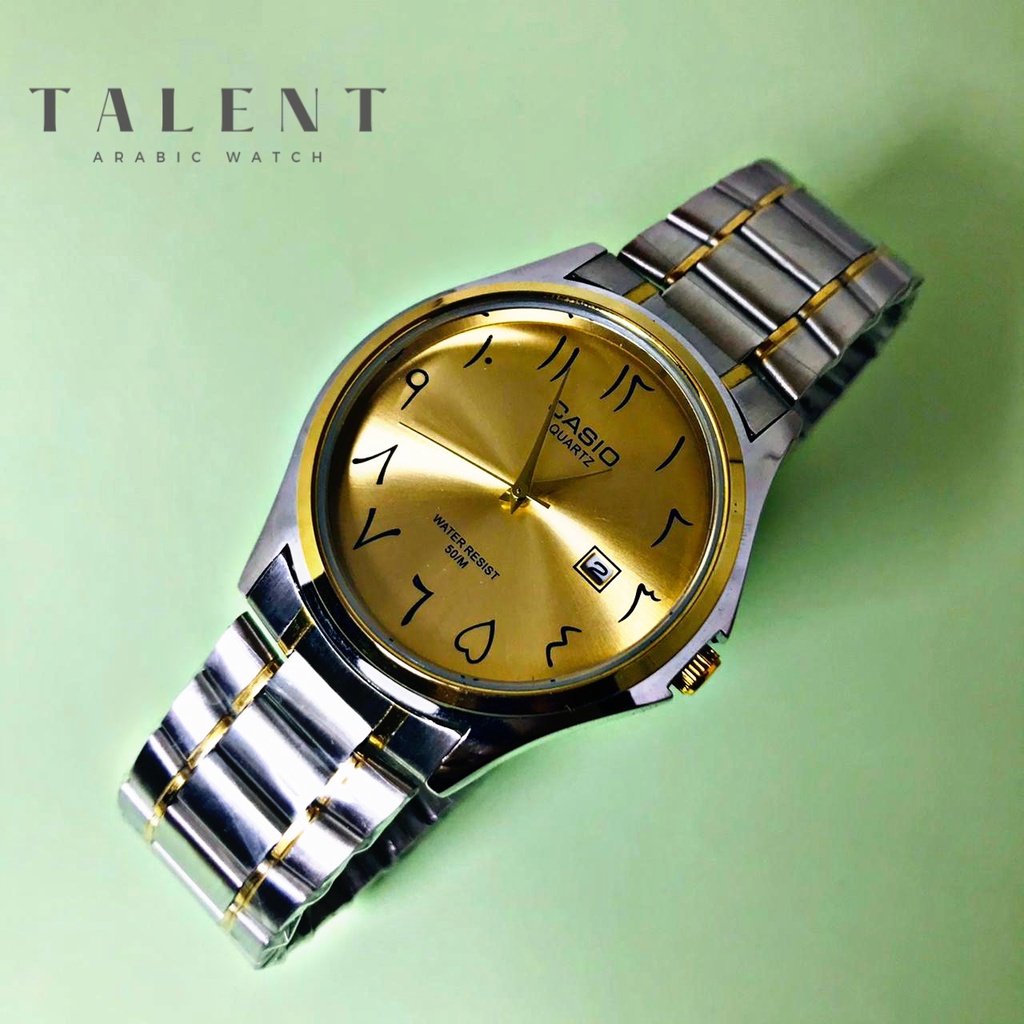 (PRODUK MESIR) CASIO Original Jam Tangan Rantai Silver Gold Arabic Watch Jam Angka Arab