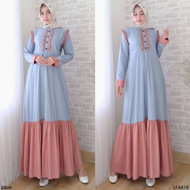 GAMIS SIMA FRINGE FIT TO L BAJU GAMIS WANITA ORI DRESS MUSLIM FASHION GAMIS MUSLIMAH TERBARU 2018