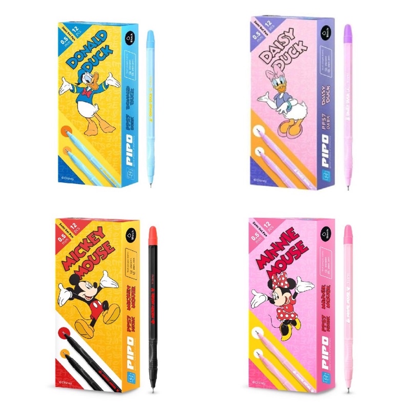 PIPO Minnie Mickey Mouse Daisy Donald Duck 0.5mm Pulpen Semi Gel Disney (1 pcs)