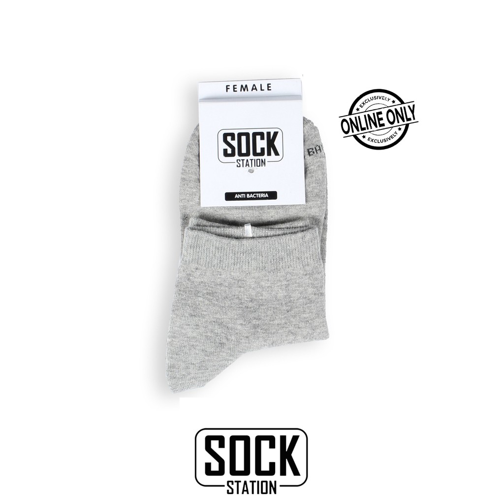 MUNDO SOCK STATION Women Casual Ankle Sock - Kaos Kaki Wanita Pendek-ABU MUDA