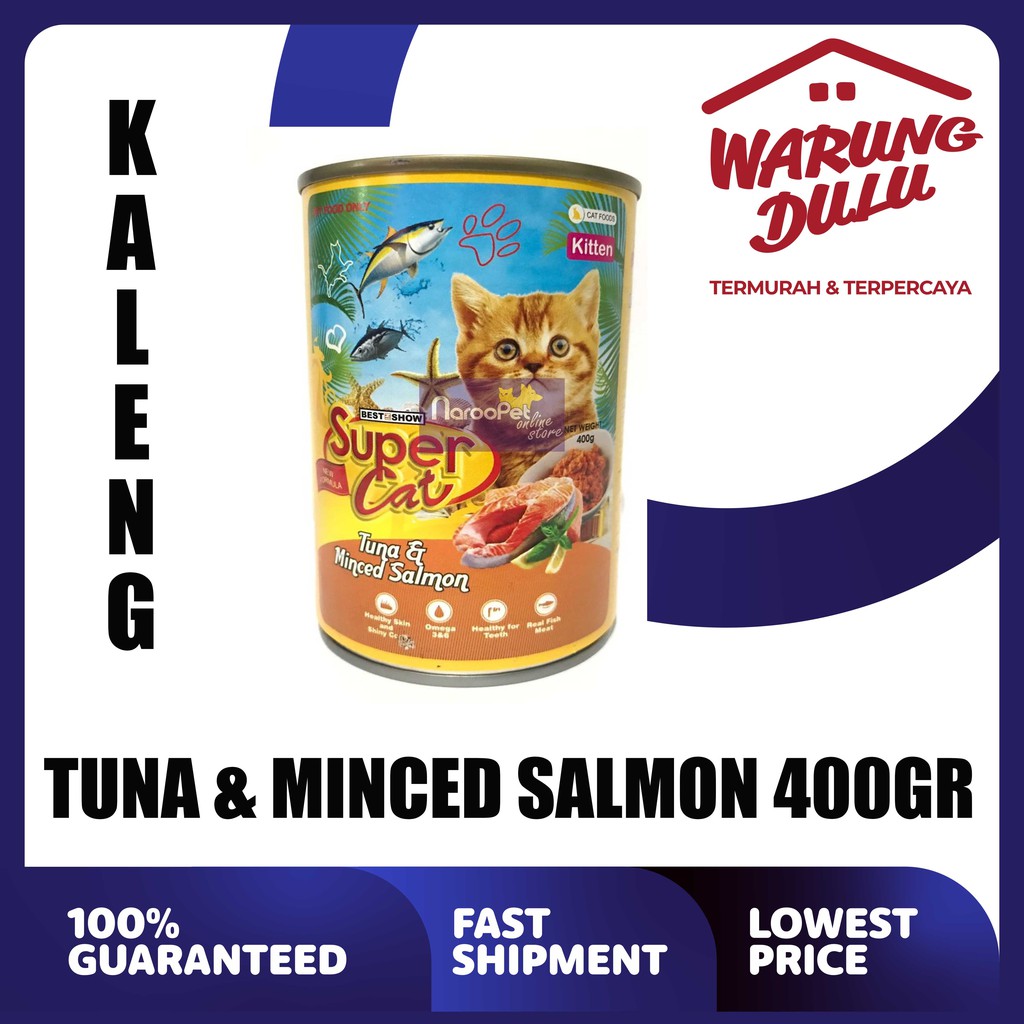 KALENG SUPER CAT KITTEN TUNA &amp; MINCED SALMON 400GR