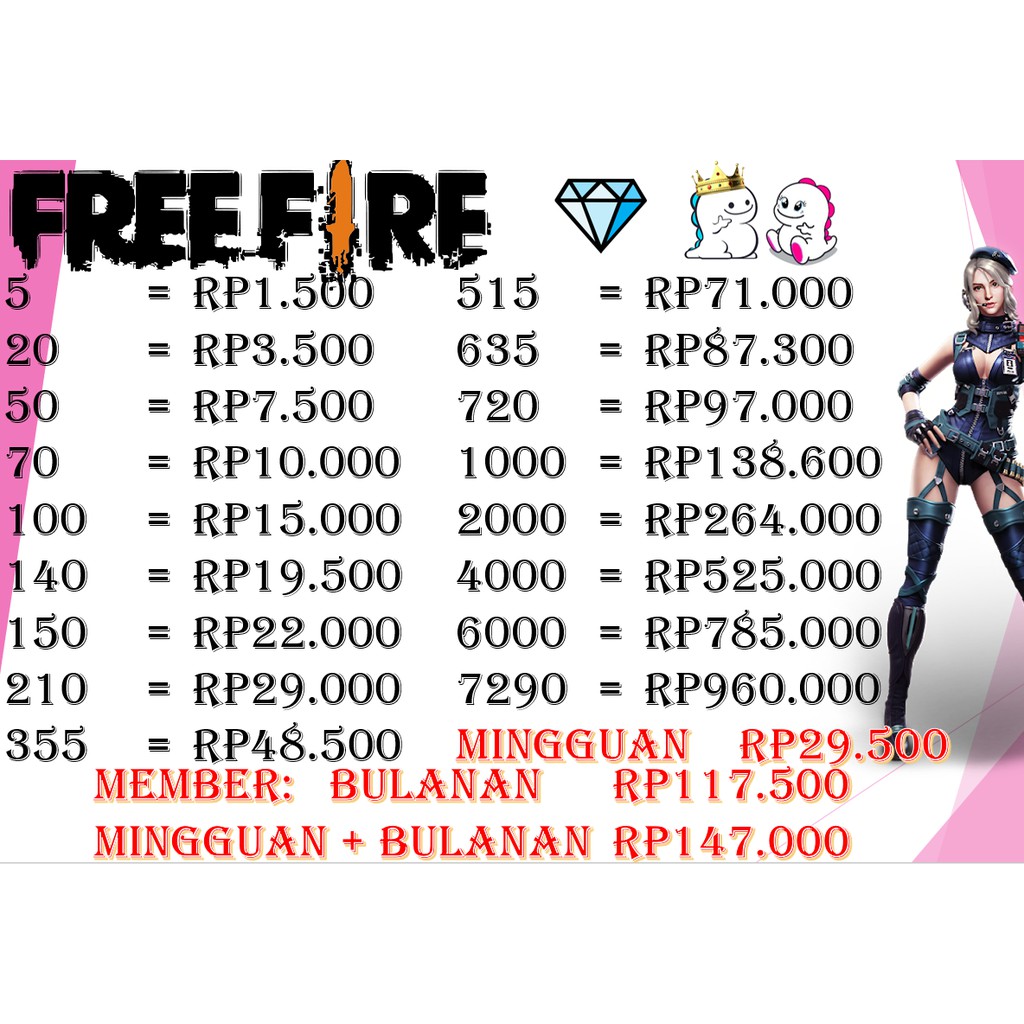 Top Up Diamon Free Fire Ff Freefire Murah Termurah Aman Cepat 100 Shopee Indonesia