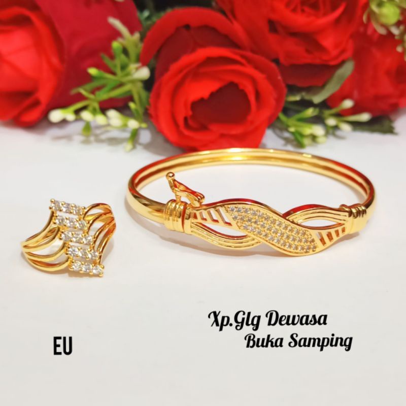 Gelang Bangkok permata zircon Dewasa FREE Cincin Gold variasi motif,tidak karat *COD*