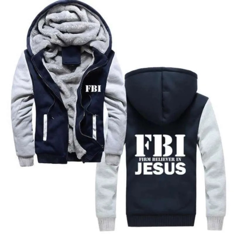 Jaket FBI JESUS Sweater Distro Hoodie Zipper Casual Bahan Fleece Premium Pria Wanita Switer Big Size