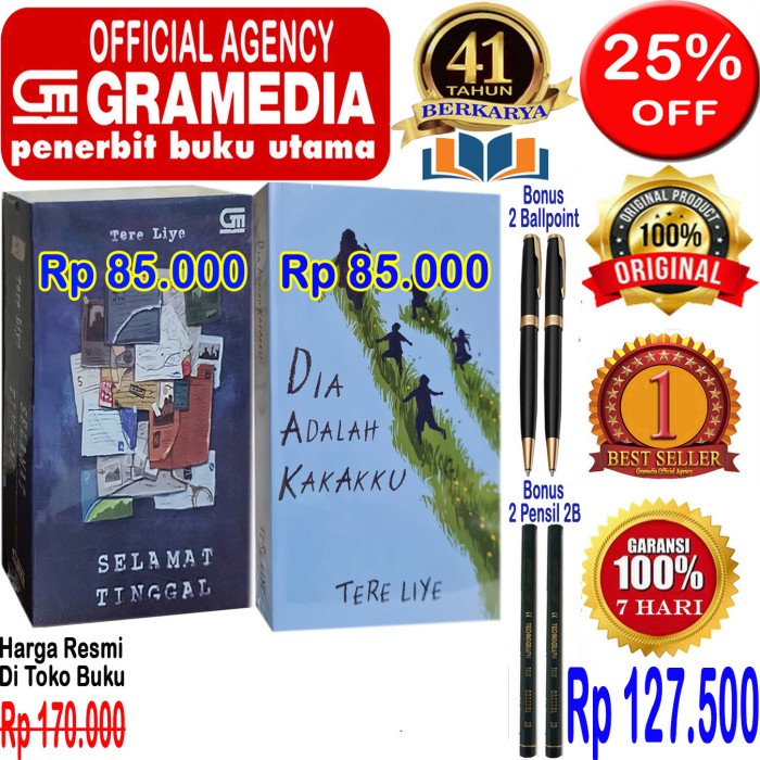 

HOT SALE!!! PAKET 2 BUKU NOVEL - SELAMAT TINGGAL & DIA ADALAH KAKAKKU - ORIGINAL TERMURAH