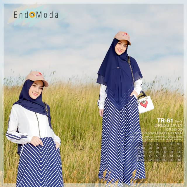 TR 61 Navy, hitam dari Endomoda# Gamis dengan salur yang manis