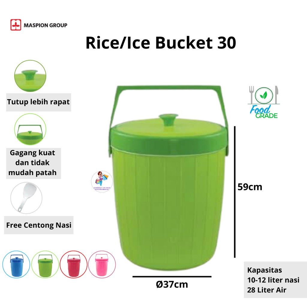 Rice Ice Bucket termos nasi  es maspion 30 liter