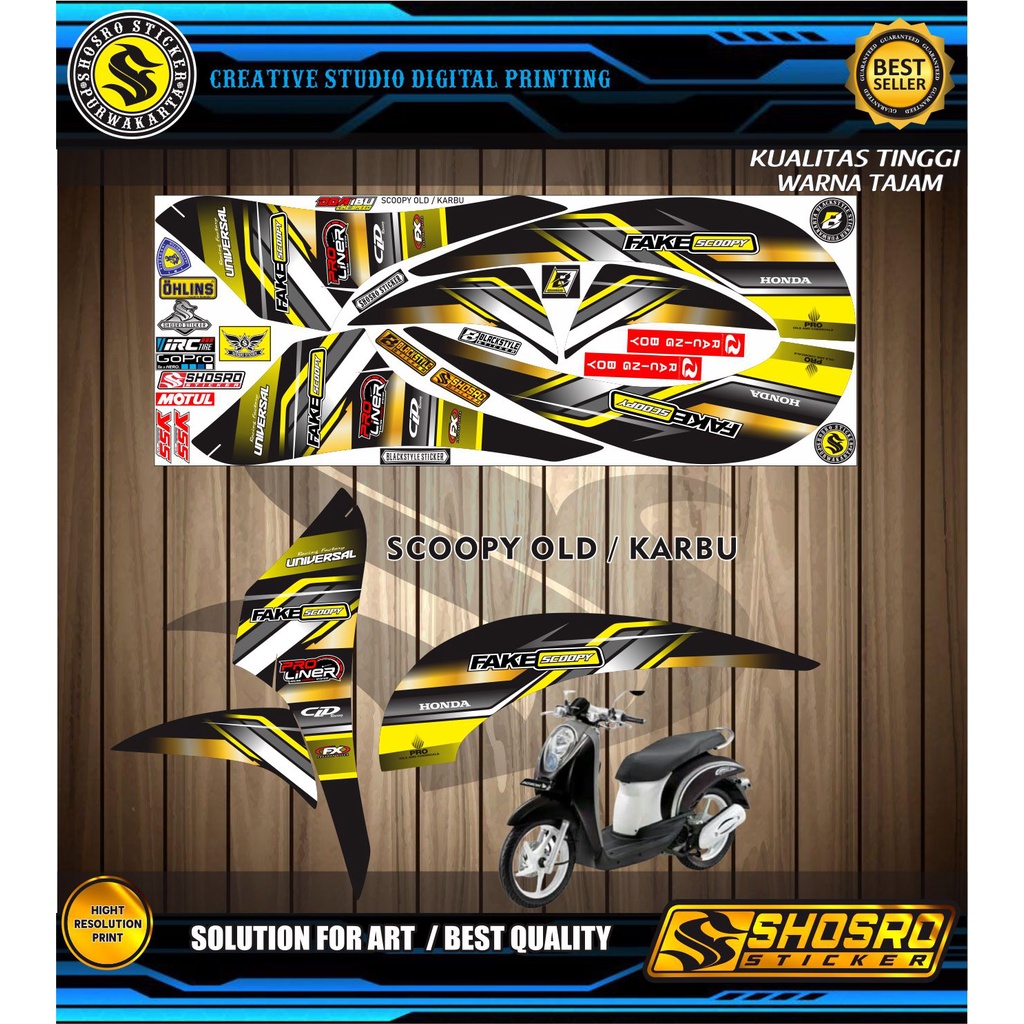MOTIF VARIASI CUSTOM STIKER BUAT MOTOR HONDA MATIK SCOOPY LAMA / SCOOPY OLD /VARIASI LIS STRIPING SC