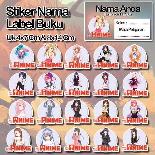 

Stiker wanita Anime gadis cute kartun lucu Karakter Lucu Custom Lebel Nama cromo murah 20 Varian berbeda Sticker Pelajaran Mapel buku anak sekolah No 2
