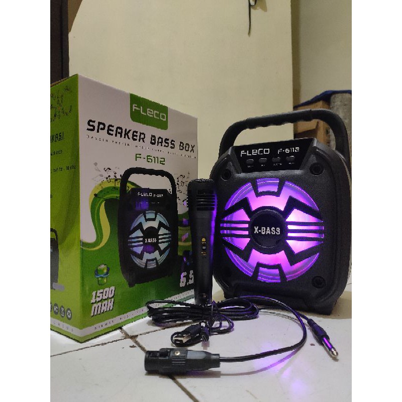 speaker bluetooth fleco f 6112 / F 6111 speaker bluetooth extra bass bonus mic untuk karaoke