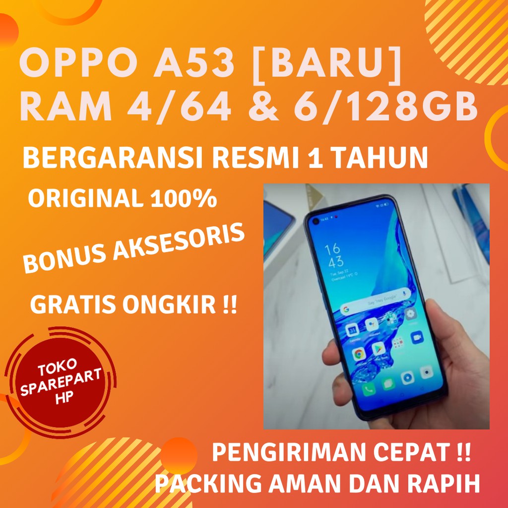Hp Android 4g Oppo A53 Ram 4/64Gb dan 6/128Gb oppo a53 6 128 Garansi Resmi 1 tahun