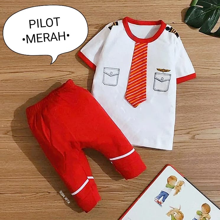 Klik Mds Setelan Baju Anak Bayi Laki-laki Pilot 1 Ukuran Usia 0-9 Bulan