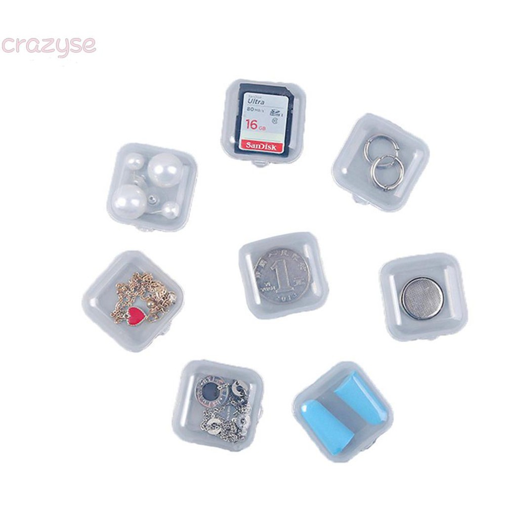 Box Grids Kotak Obat Mini Perhiasan Transparent Plastik Pill Jewelry Storage Case Organizer