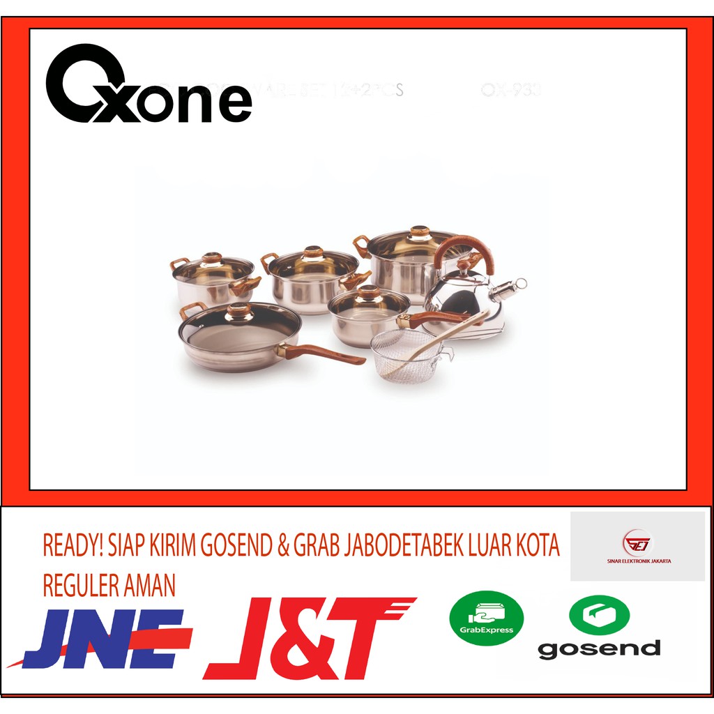 Oxone Ox-933 Cookware Set 12+2 Panci Set Bahan  Stainless Steel . Baru