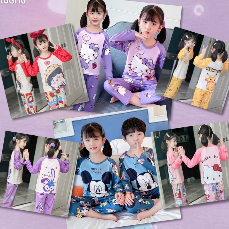 PREMIUM baju tidur anak import / baju tidur bayi / piyama satin anak / sleepsuit bayi / baju tidur m