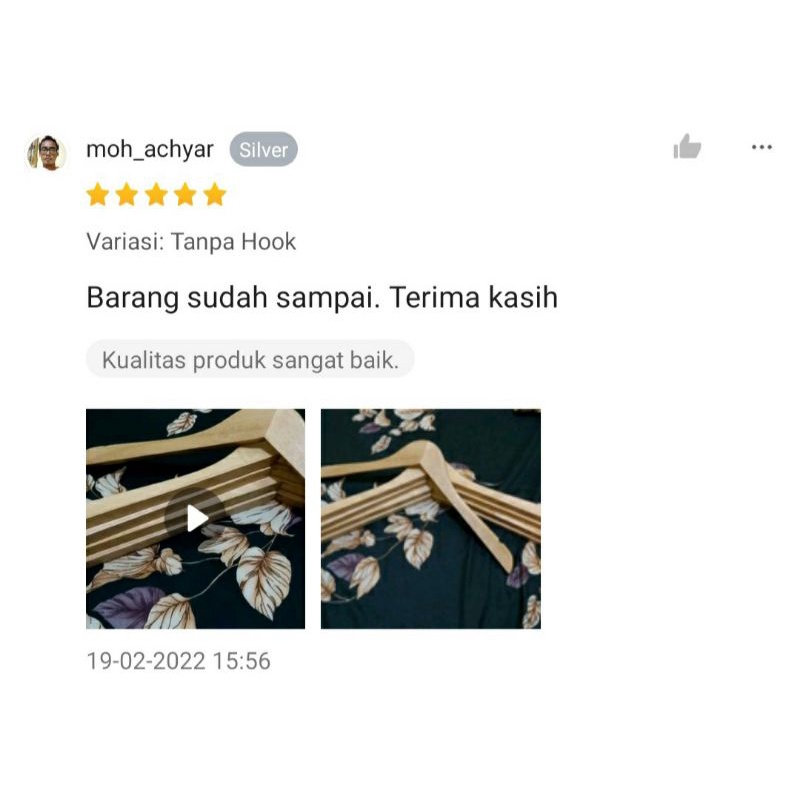 Hanger Kayu Dewasa Kapstok Gantungan Baju Murah Isi 5Pcs