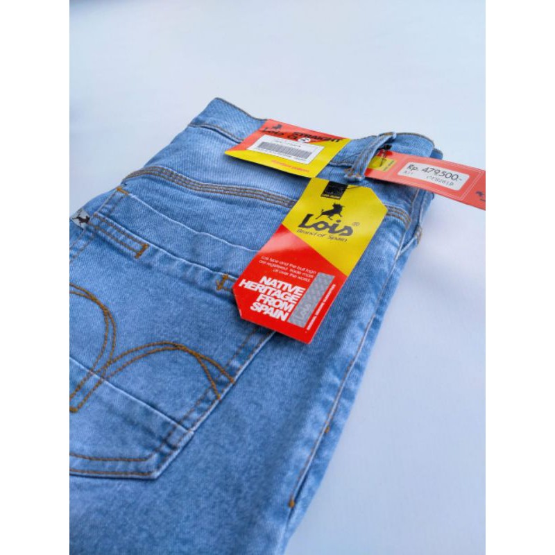 Lois Celana Panjang Jeans Cowok, Stretch, Biru muda, Biru tua, Dongker