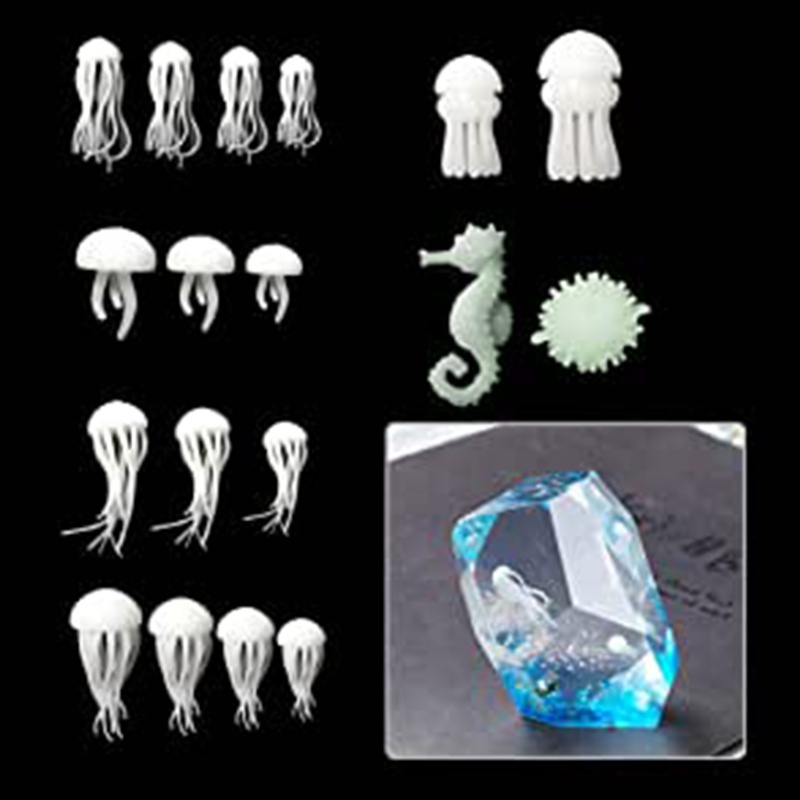 SIY  18 Pcs Mini Jellyfish Resin Filler Epoxy Resin Mold Filler Seahorse Pufferfish Filling Model DIY Crafts Jewelry Making Supplies