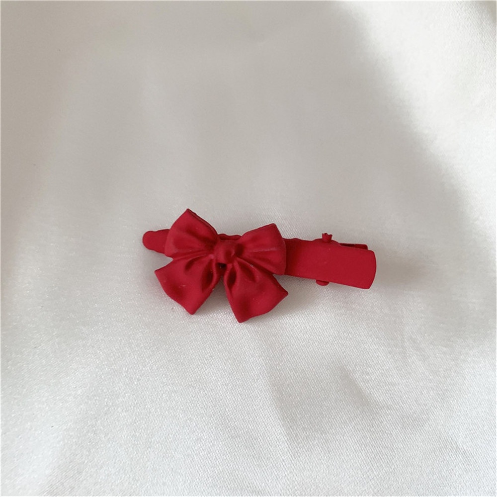2pcs Jepit Rambut Model Pita Warna Merah Gaya retro Untuk Wanita
