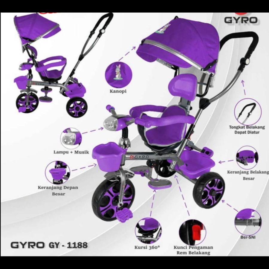 Sepeda Anak - Sepeda Roda Tiga STROLLER GYRO ST GY 1188