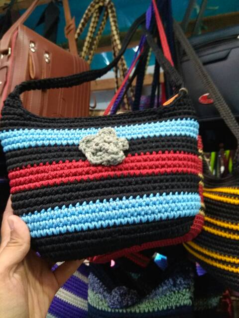 TERMURAH! TERLARIS! Tas Rajut Bunga/ Tas Rajut Modern/ Tas Selempang/ Tas Wanita ABG