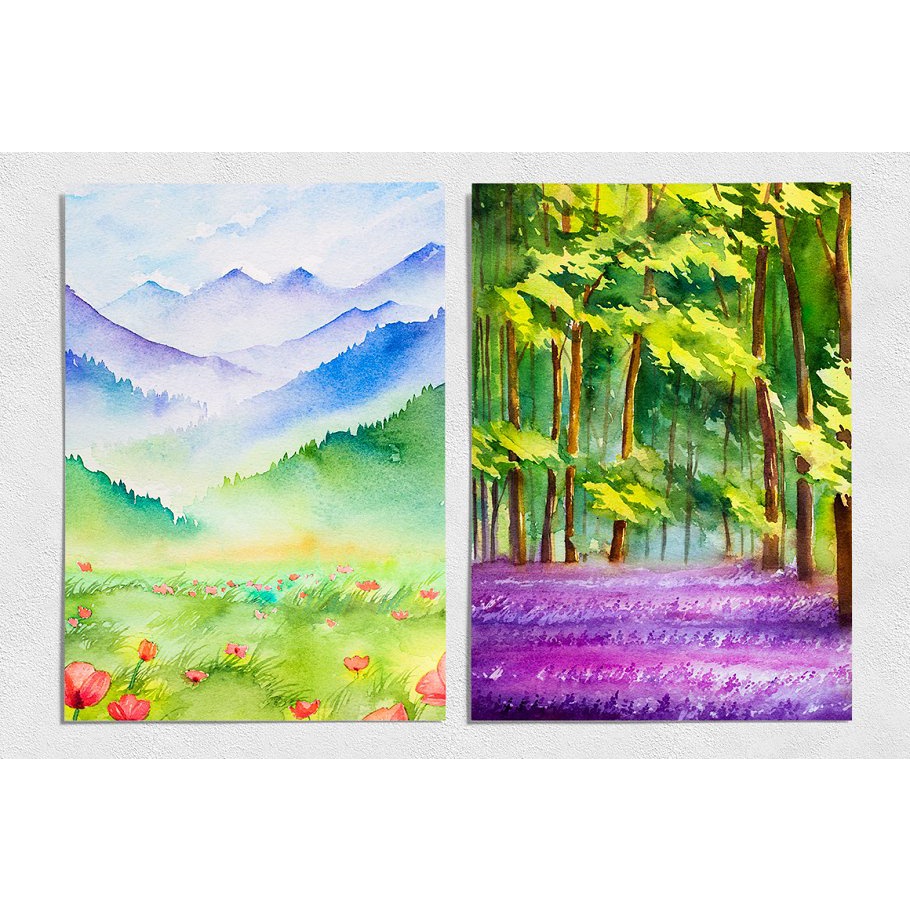 Spring Landscapes Watercolor - Vector Designs