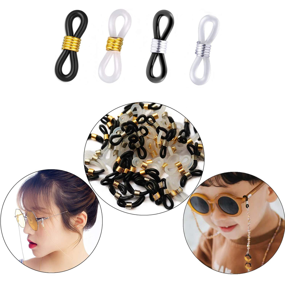 WONDERFUL 50PCS Rubber Black Anti-Slip Glasses Ring Adjustable Eyeglass Chain Ends Retainer