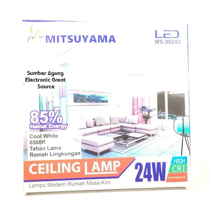 Ceiling Lamp 24W Bentuk Diamond Berlian Mitsuyama MS9924D 9924 Panel L