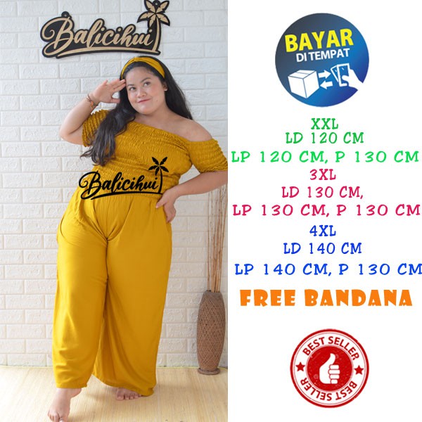 Balicihui Jumpsuit Jumbo Jumpsuit Sabrina Jumpsuit Plus Size Big Size Jamsut Jamsuit Panjang Wanita