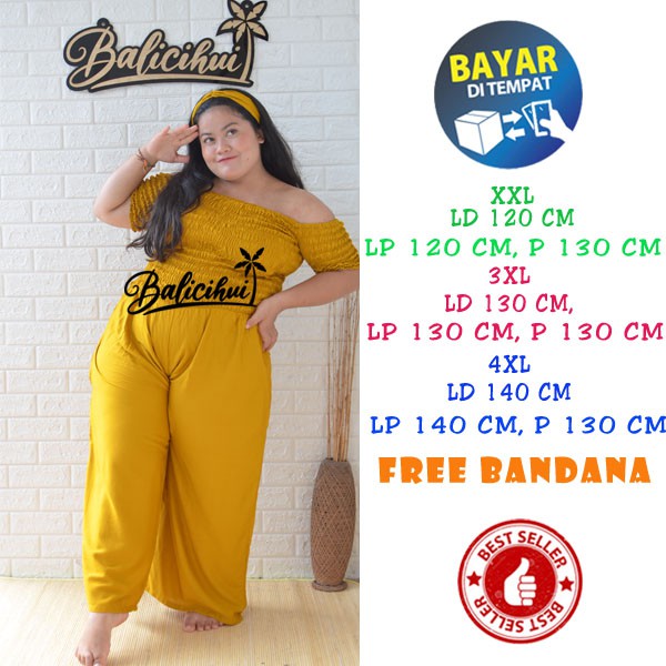 Balicihui Jumpsuit Sabrina Jumbo Big Size Plus Size Jamsut Jamsuit Panjang Wanita