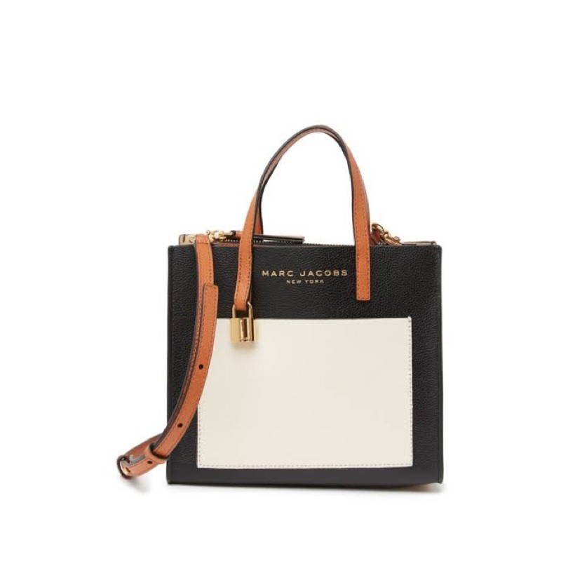 marc jacobs MJ mini grind colorblock tote bag smoked almond