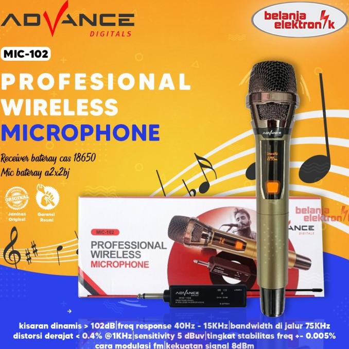 READY COD ORIGINAL MICROPHONE WIRELESS ADVANCE MIC-102 TANPA KABEL