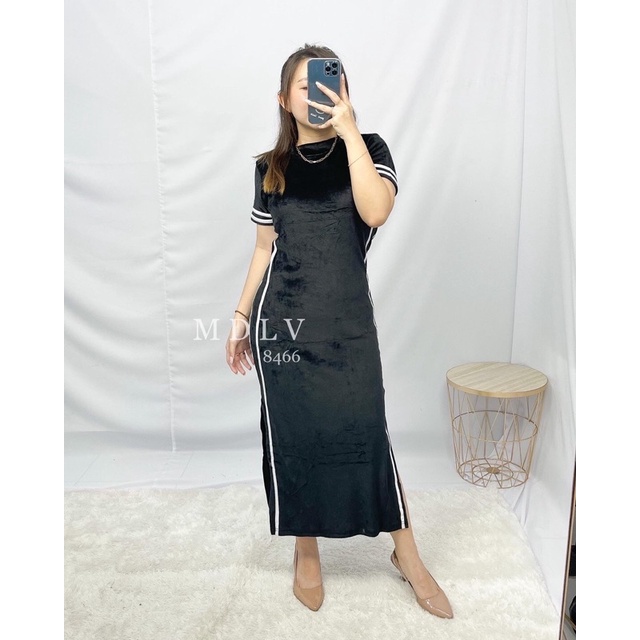 MDLV ~ 8466 Bludru List Dress Premium Women Velvet Dress List Dress Bludru Import Dress bludru Premi
