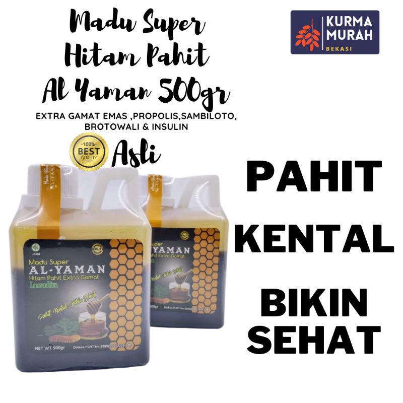 Madu Super Al Yaman Hitam Pahit 500gr | Extra Gamat Emas plus Insulin Madu Herbal Diabetes dan Imun