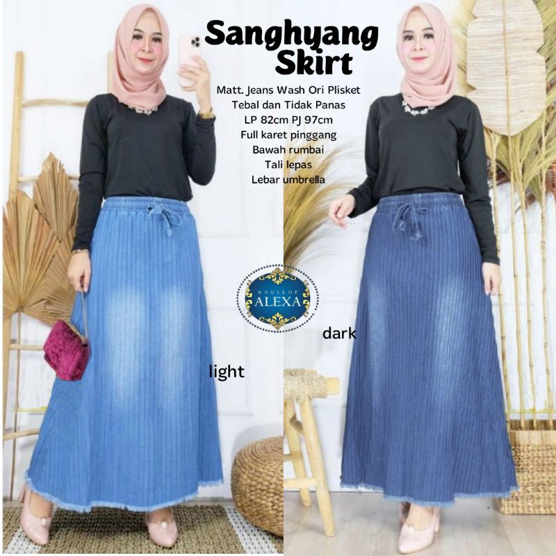 SANGHYANG SKIRT JEANS PLISKET PREMIUM