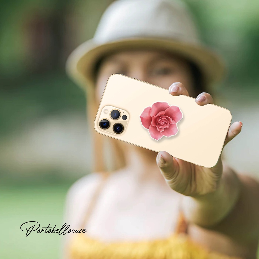 Meimeila [Popsocket] Grip Kaca Akrilik 2D Acrylic Bunga Flower Floral Rose Mawar Peony Daisy