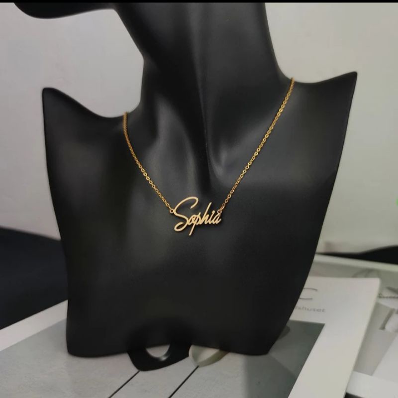 Kalung Nama Lapis Emas Costume Nama Model Elegan Mewah Dan Simpel Rante Kalung Bahan Titanium Anti Karat Kalung Dewasa dan Anak