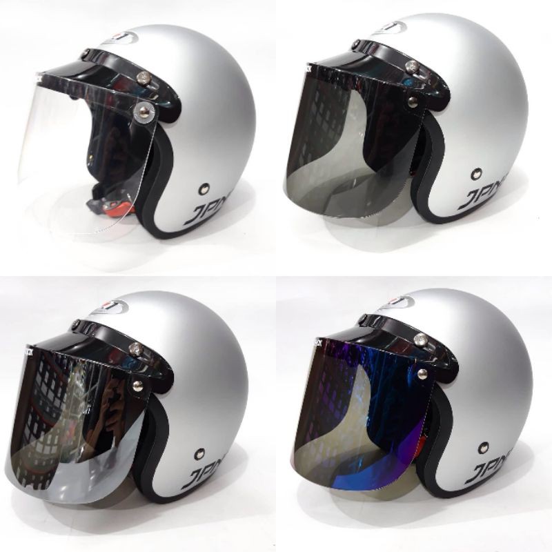 HELM BOGO JPN SILVER DOFF KACA DATAR