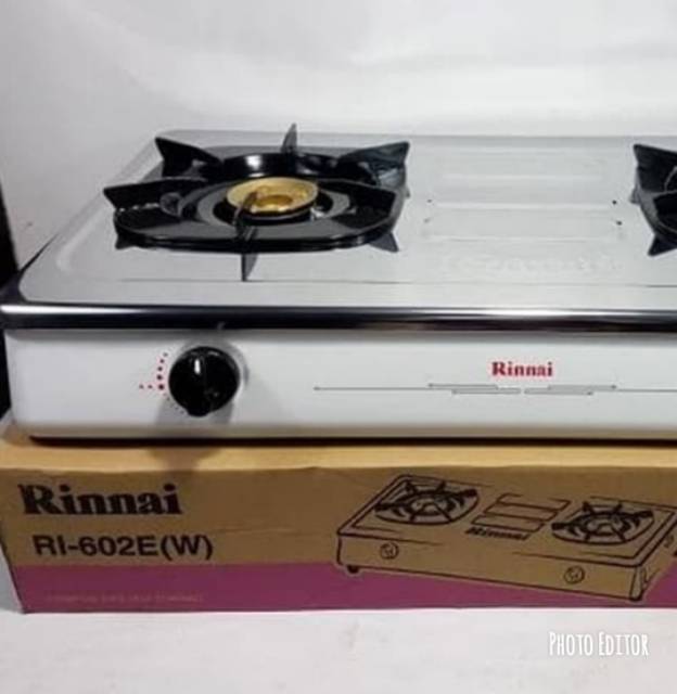 Kompor Gas Rinnai 602E W  - Putih [2 Tungku] Kompor Gas Bisa Bukaan Atas/ Kompor Stainless 2 Tungku