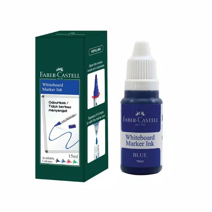 

TULIS-ALAT- REFILL WHITEBOARD MARKER FABER CASTELL 15 ML BOTTLE / REFILL SPIDOL - HITAM -ALAT-TULIS.