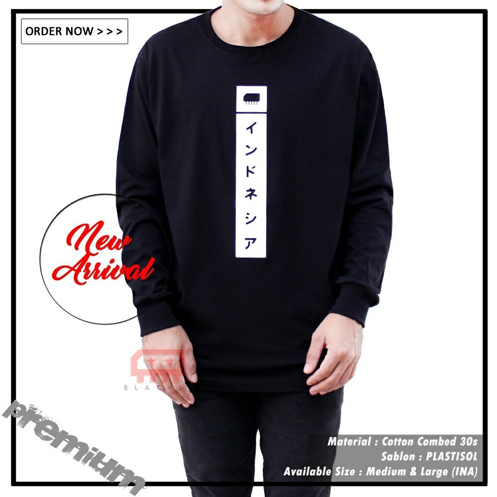 KAOS DISTRO BLACK ID BAJU PRIA KAOS PRIA LENGAN PANJANG