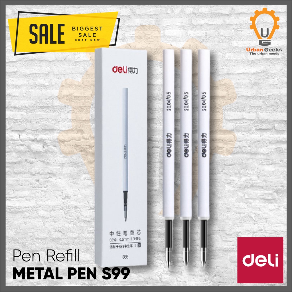

Refill Pen Deli S99 Metal Signature 0.5mm Pen Rotating Black Signing