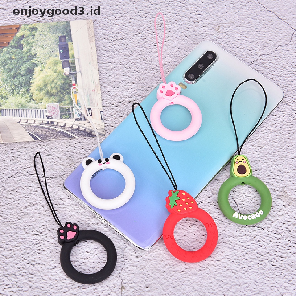 (Rready Stock) Tali Lanyard Handphone Universal Bahan Silikon Motif Kartun 3D (ID)